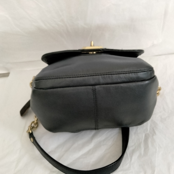 Coach Campbell Abby Turnlock Leather  Crossbody Bag Black - Picture 14 of 15